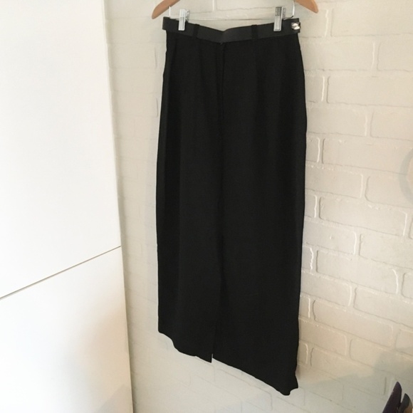 Vintage Y2K Maxi Column Skirt Rayon/Linen Front&Back slit Lined Black Country 12 - Picture 11 of 12